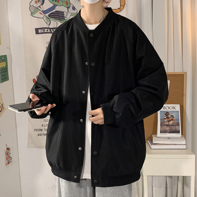 纯色夹克男韩版ins宽松潮流百搭帅气棒球服春秋潮牌大码学生外套