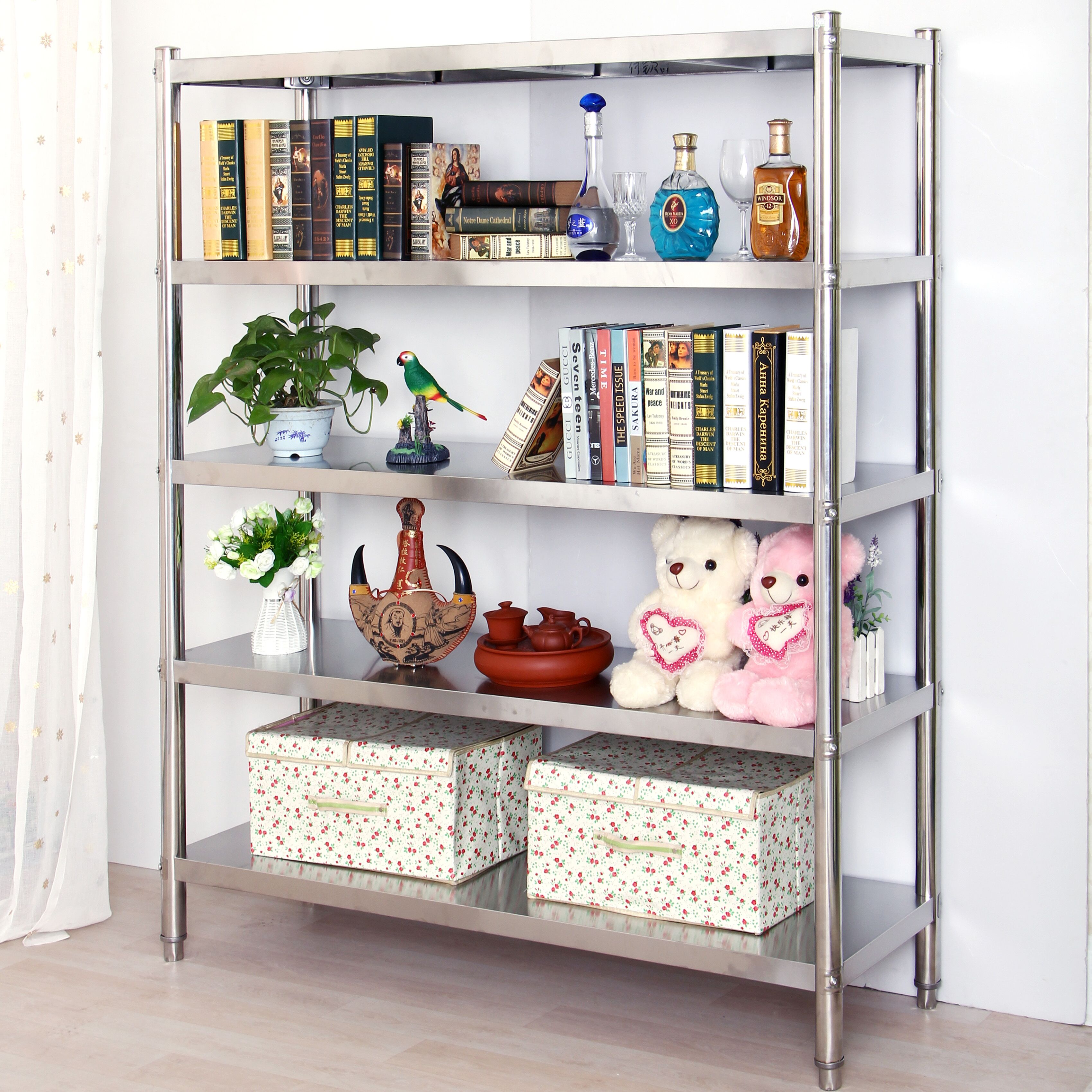 北京家用不锈钢五层仓储架货架库房储物架厨房落地置物架支持定做