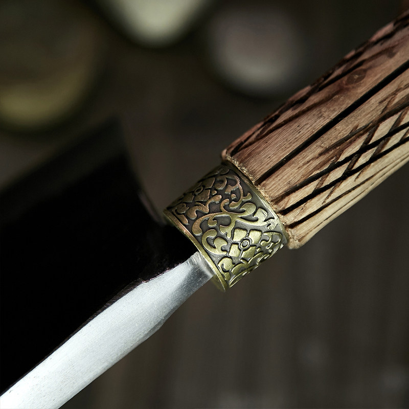 楚家刀玄铁砍骨刀手工锻打斩骨斧头剁骨杀猪专用斩骨刀