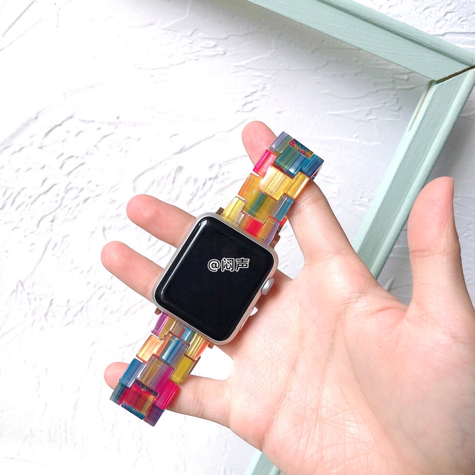 iwatch表带彩虹糖大理石创意树脂12345代适用苹果手表applewatch