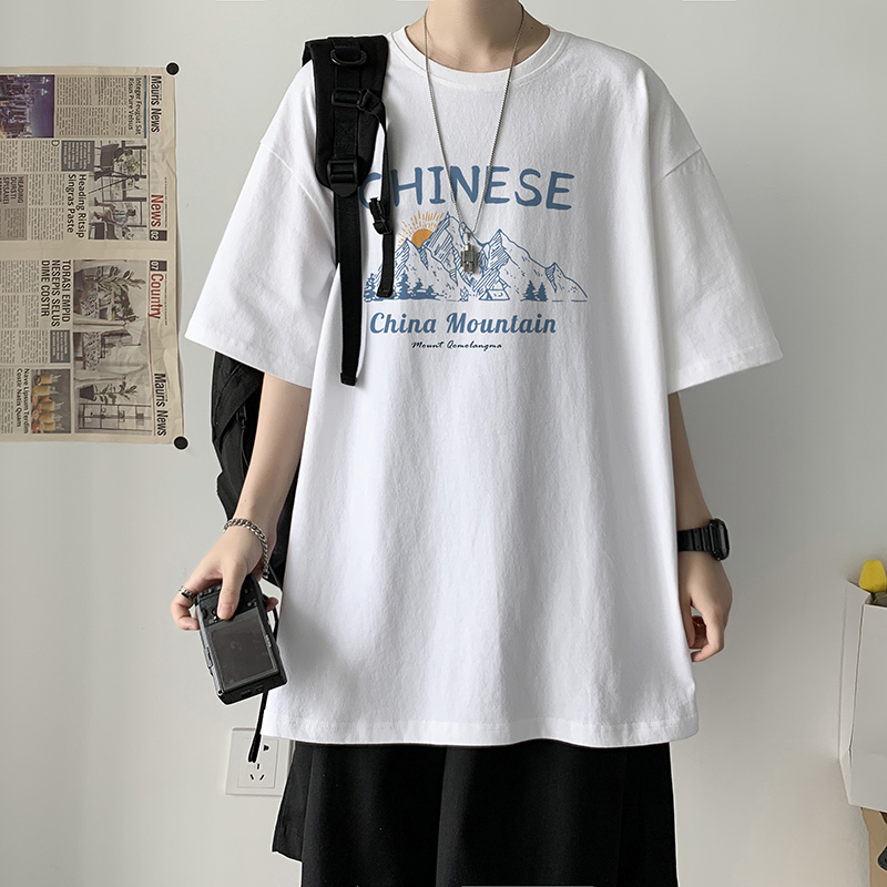 短袖男夏季潮牌t恤港风ins情侣体恤衫宽松潮流纯棉高街上衣服体桖