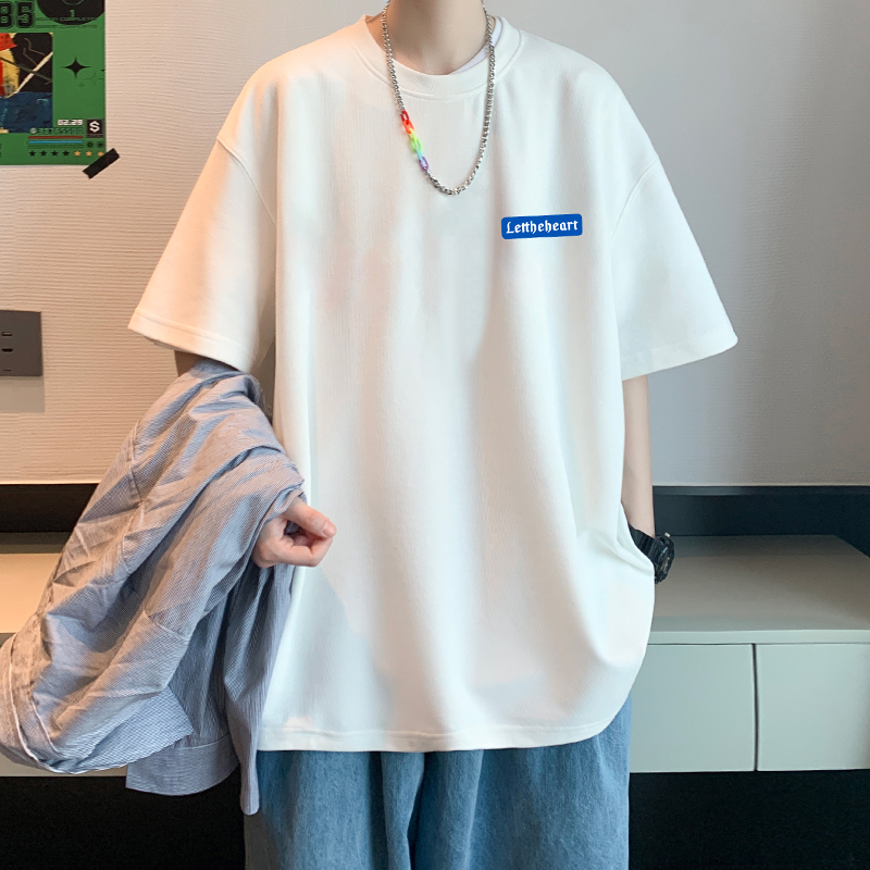 男生短袖t恤潮牌潮流百搭ins宽松夏季纯棉2022新款青少年衣服体恤