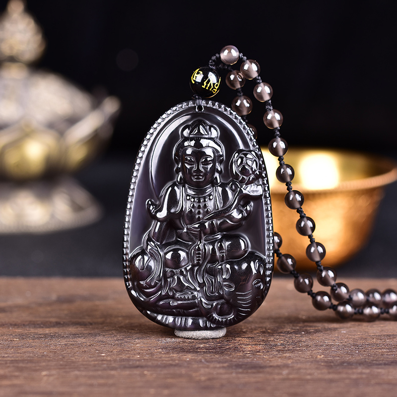 冰种黑曜石属蛇守护神佛像本命佛