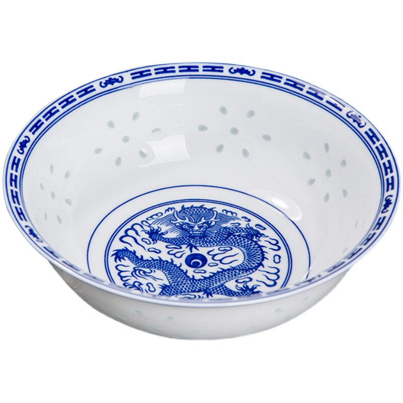 透光光玲珑碗汤碗面景德镇陶瓷餐具中国国风青花老式碗
