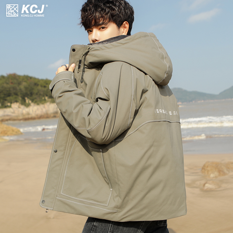 男士羽绒服短款2021年秋冬季新款潮流连帽加厚宽松潮牌工装外套男