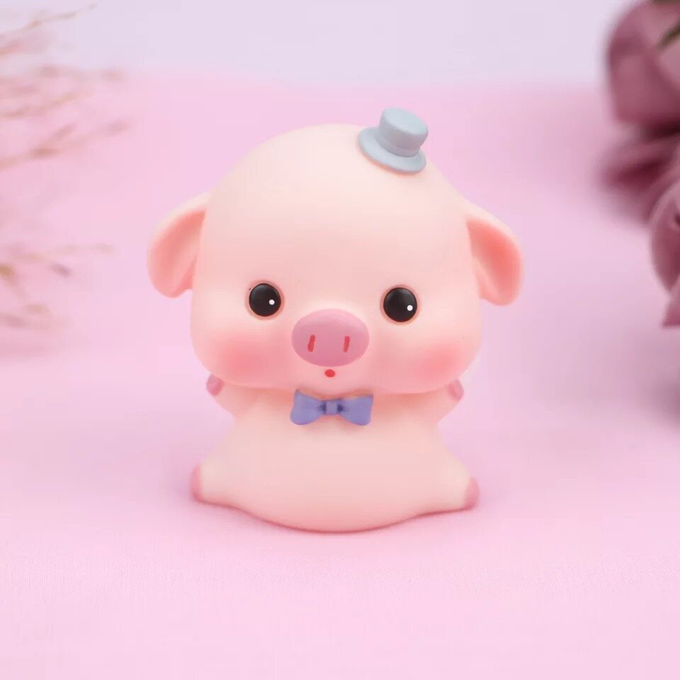 皇冠小猪生日蛋糕装饰摆件摇头猪属猪儿儿童宝宝节日装扮用品