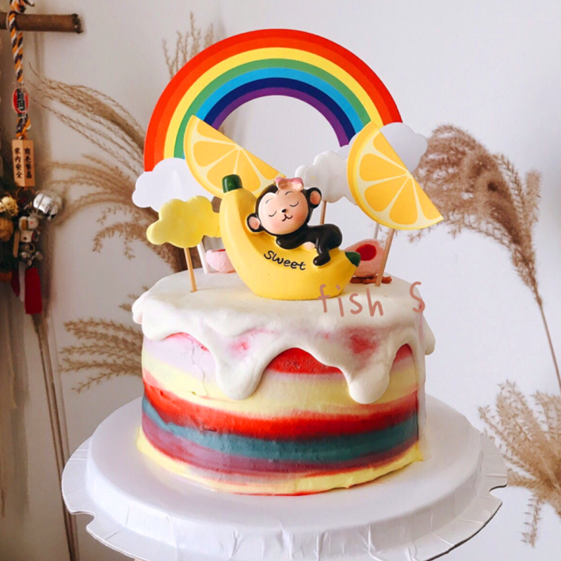 属猴生肖生日蛋糕装饰摆件卡通香蕉小猴子美猴王烘焙节日装扮用品