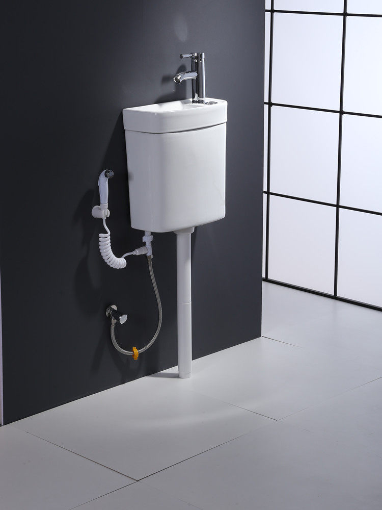 陶瓷水箱家用卫生间便槽厕所蹲坑便器套装带盖蹲便器