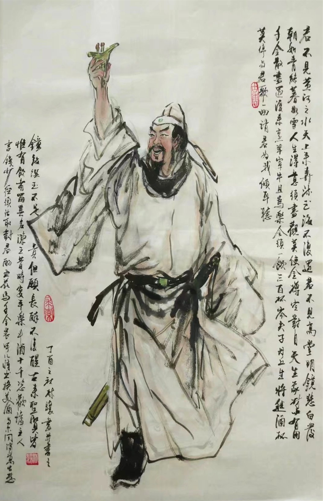 九牧墨轩字画人物画名家手绘真迹李白醉酒放歌国画