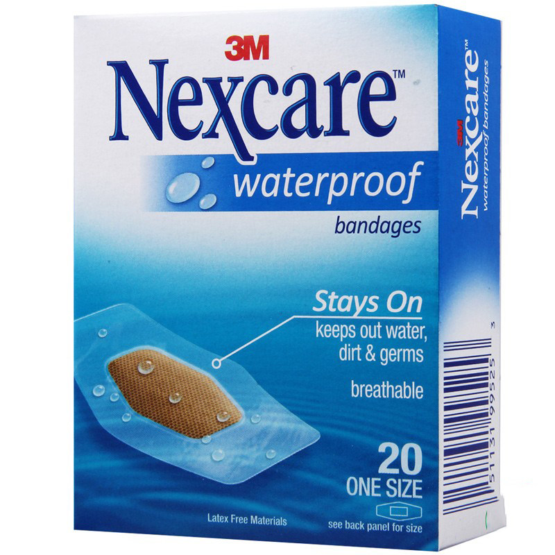 3m耐适康nexcare创可贴 防水创口贴透明防磨脚透气特大号笑脸卡通