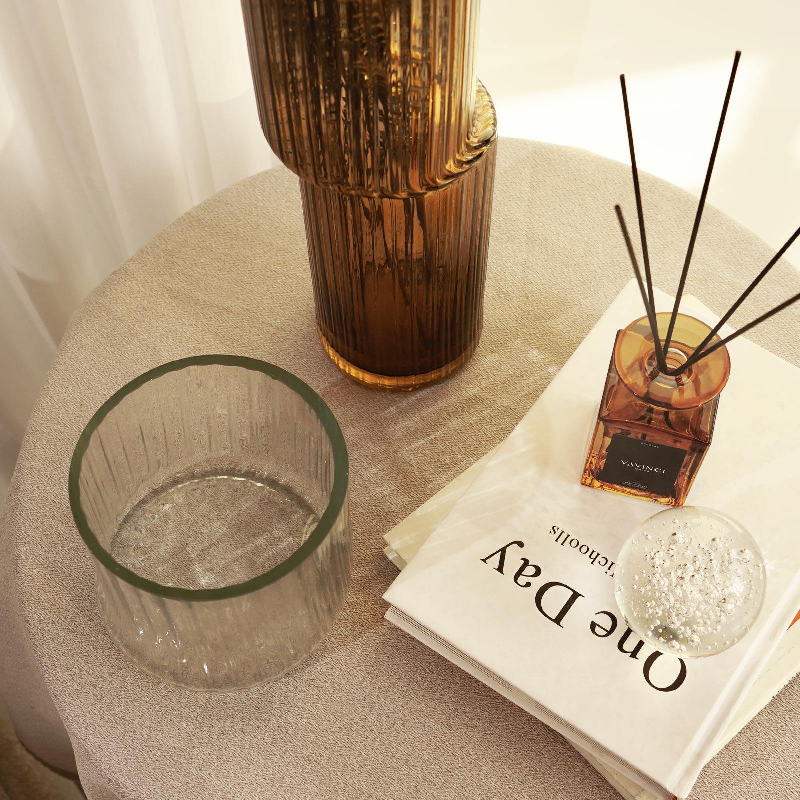 纳茉简约现代咖色花瓶水培插花花花错觉玻璃花瓶