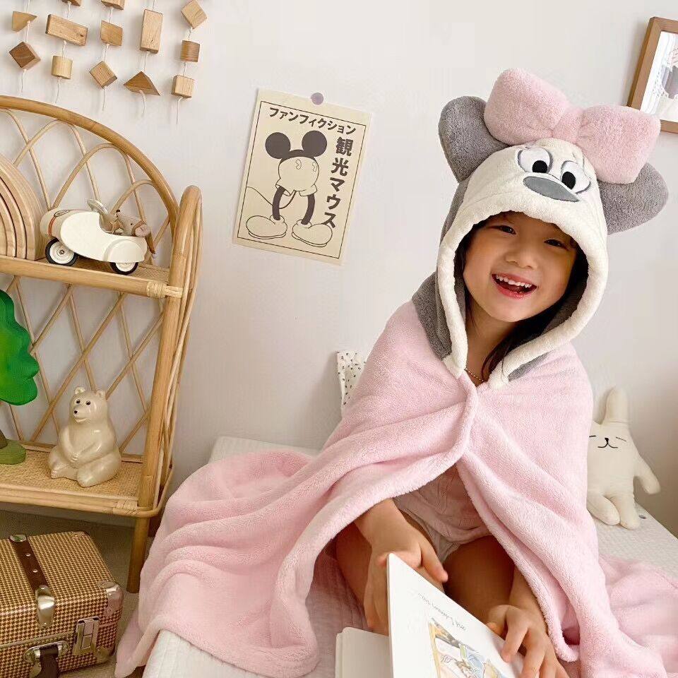 婴儿浴巾带帽斗篷新生儿童浴袍吸水连帽宝宝浴巾比纯棉柔软不掉毛