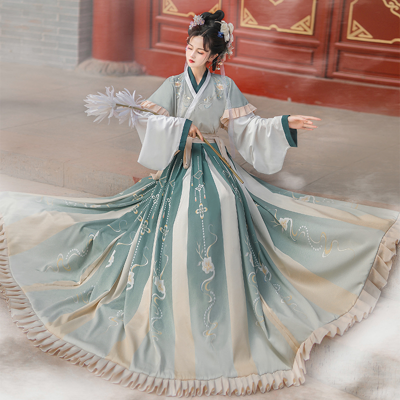原创画雅堂宴汉服女正品中国国风白菜制齐腰交汉服