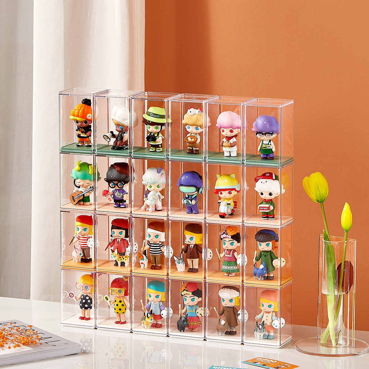盲盒收纳展示架popmart手办防尘透明泡泡玛特单个公仔手办收纳盒