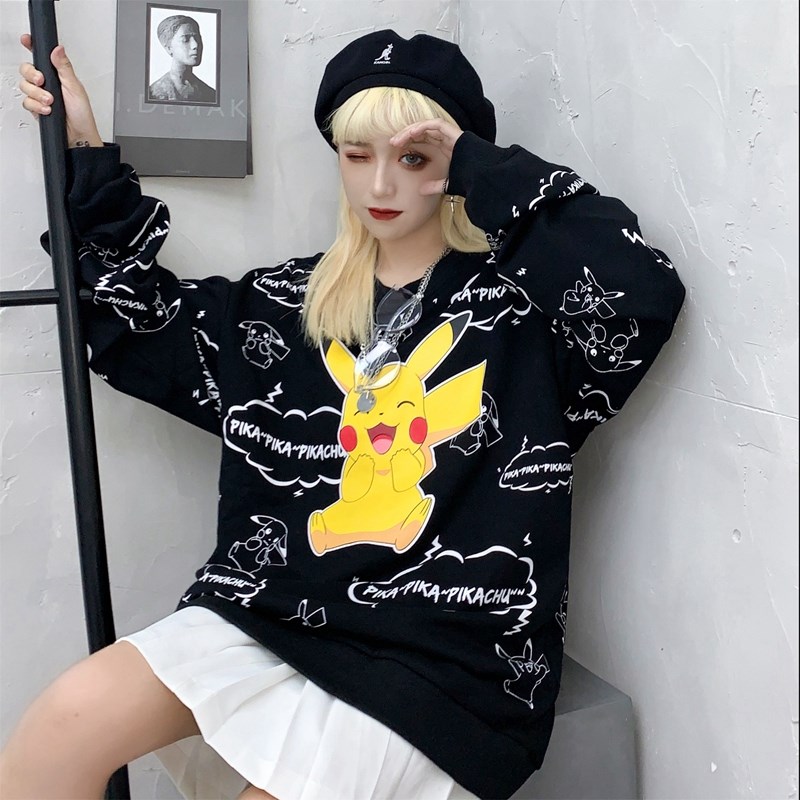 77chips刘耀文同款郑繁星繁星皮卡丘联名满印情侣卫衣cosplay女装