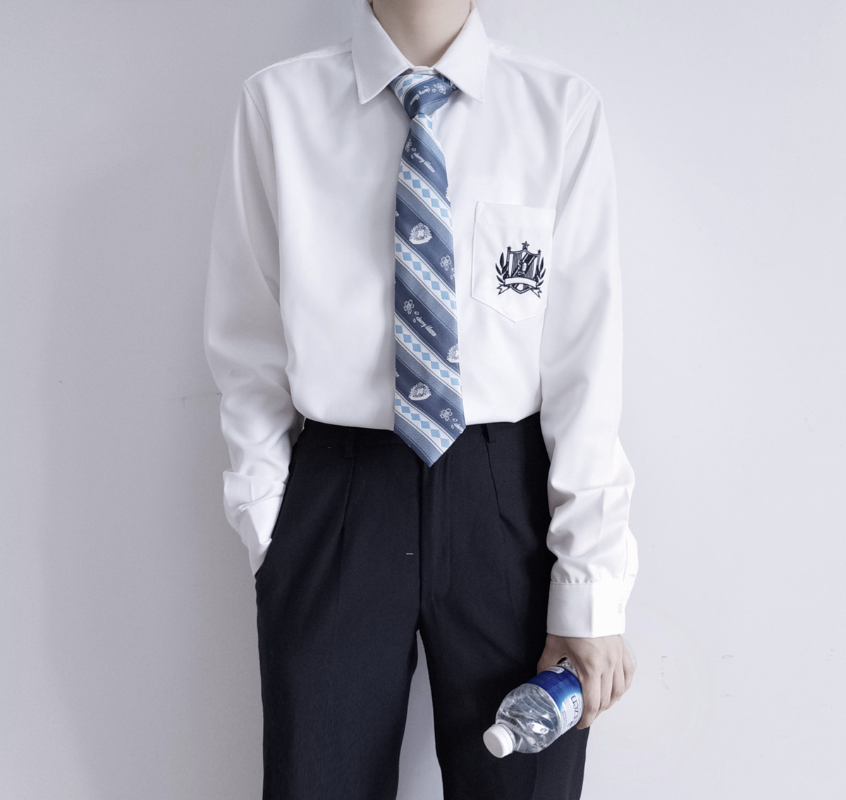 正版秋冬衬衫风白学院长袖刺绣制服刺篇dk衬衫