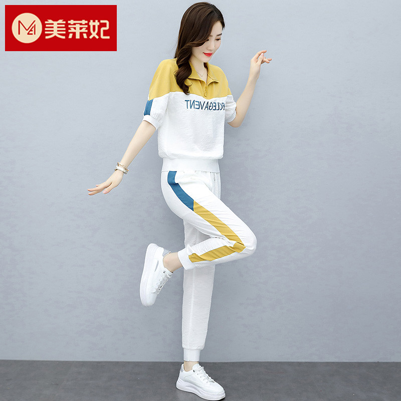 休闲运动套装女2022年新款夏季时尚大码女装显瘦小个子减龄两件套