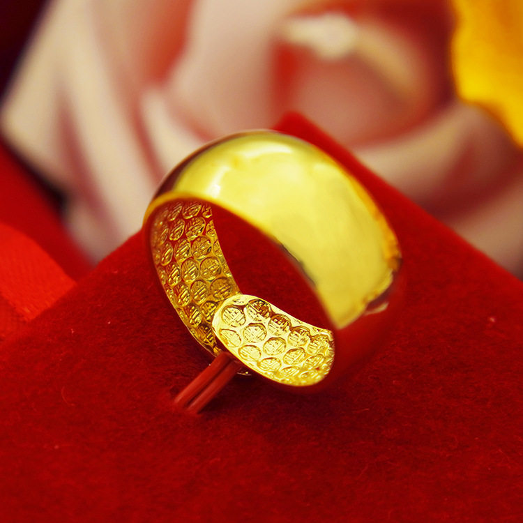 黄金戒指男士款三生三世黄金活口戒指宽面黄金指环999足金戒指