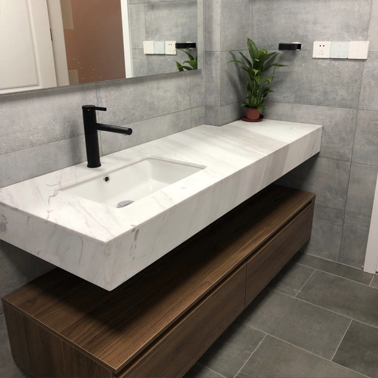 岩板一体盆浴浴室柜现代简约北欧卫生间洗漱洗手盆柜镜浴室柜组合