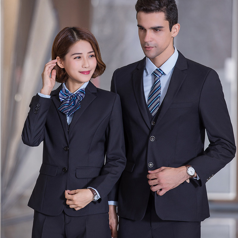男士西服套装三件件套职业商务务正平安金融保险西服套装