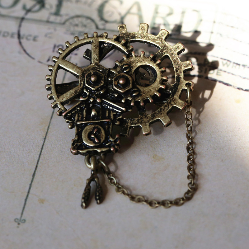 复古爱丽丝梦游仙境胸针ins个性日系创意齿轮金属可爱胸针