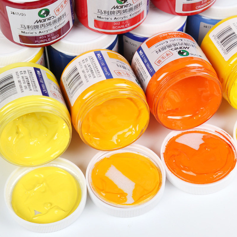 马利颜料丙烯100mla1100墙绘手绘diy创作学生触笔
