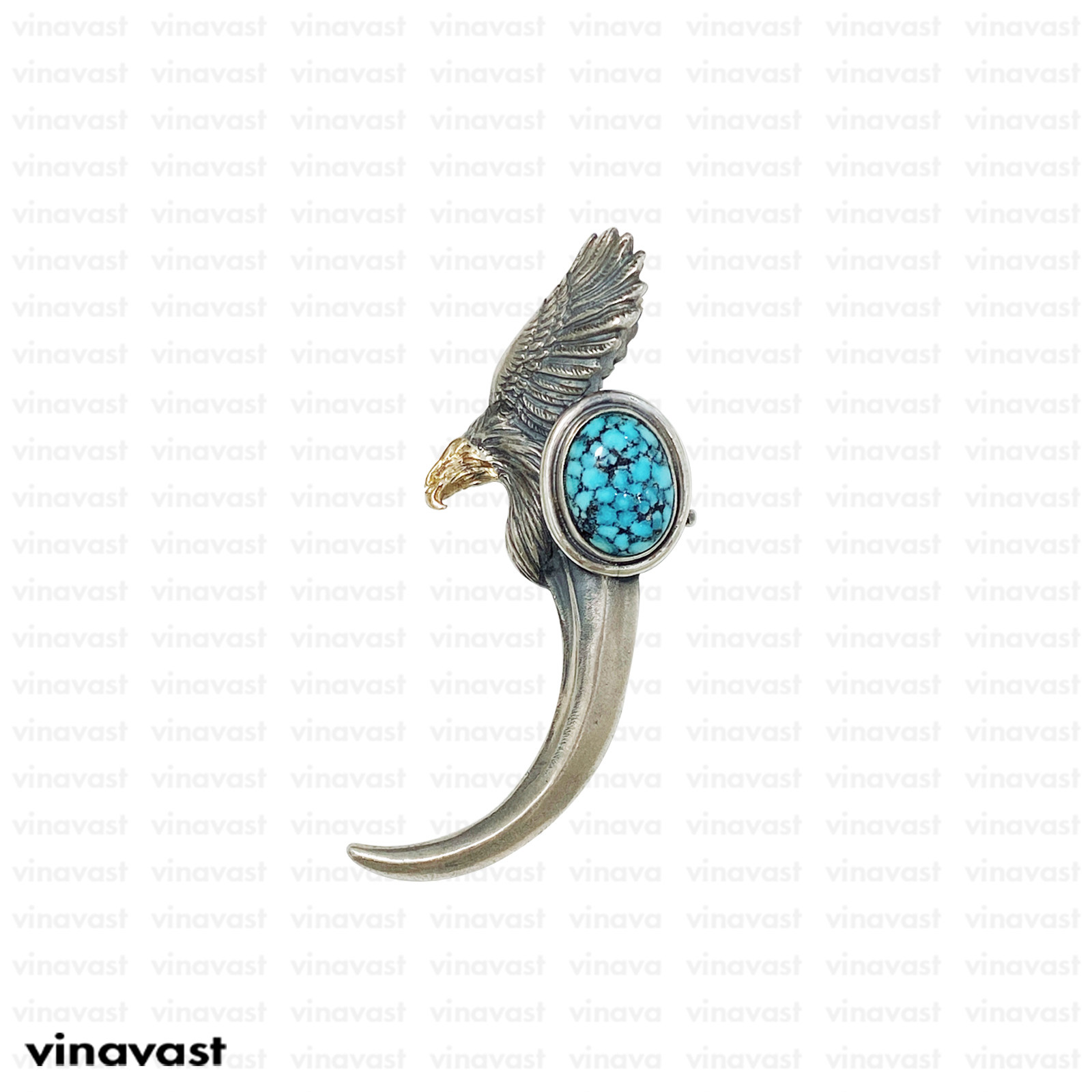 vinavastfatecoyafmico鹰身鹰爪连体松石化银金嘴吊坠项坠