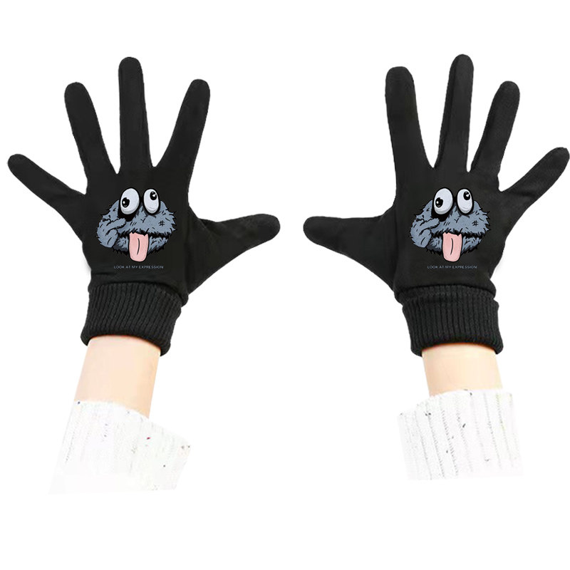 动漫联名美潮创意港风秋冬季男女女学生鬼脸芝麻街手套