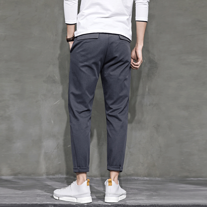 秋冬韩版九分西裤男直筒休闲裤子男潮9分修身小脚男裤青年西服裤