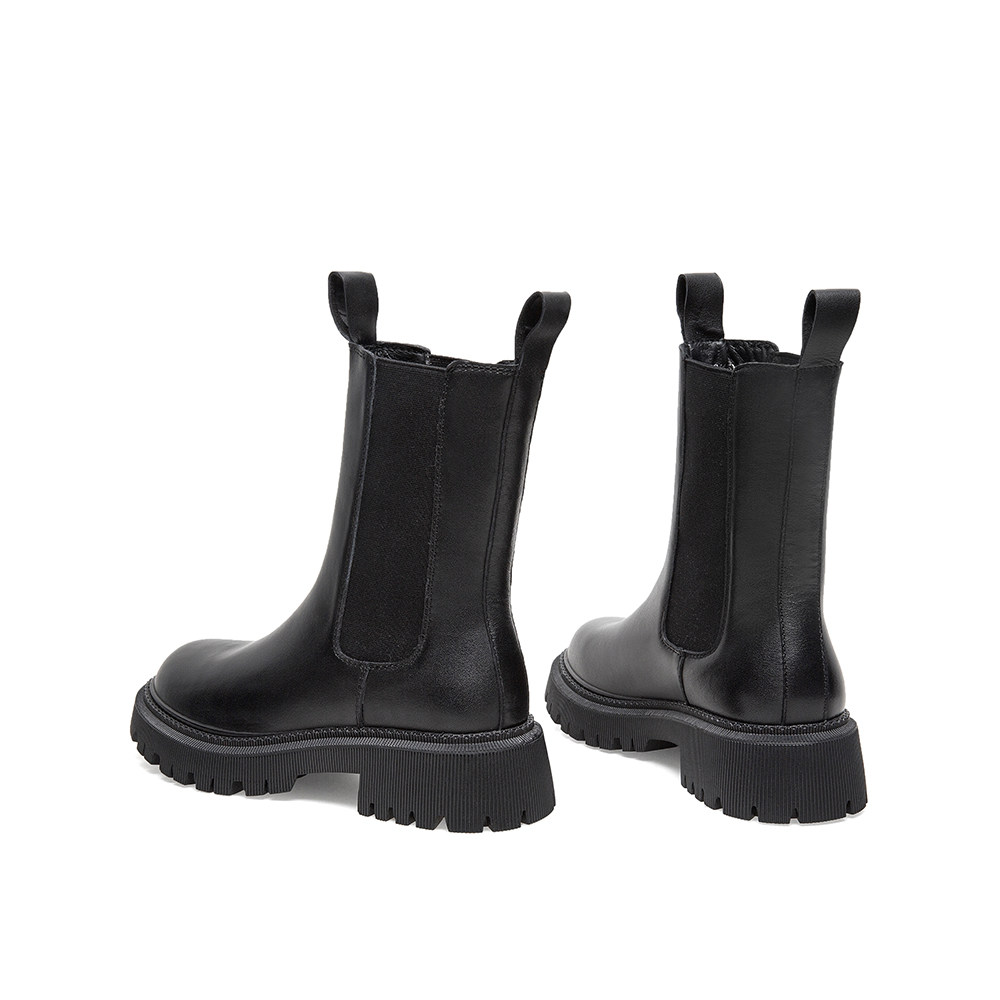 teenmix天美意2020新款英伦切尔西烟筒女中qex08dz0切尔西靴