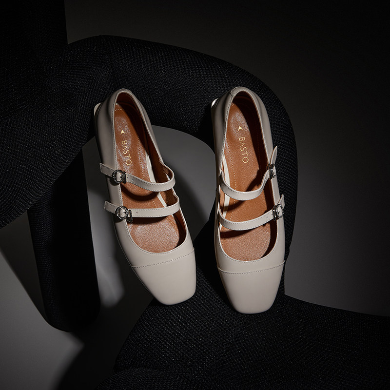 百思图春秋秋季新款商场同款淑女气质玛丽珍鞋浅口单鞋