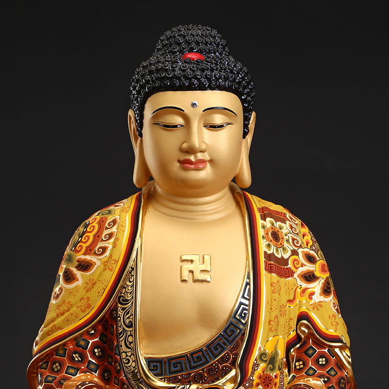 佛像台湾手工彩绘释迦牟尼药师纯铜如来佛阿弥陀三宝摆件