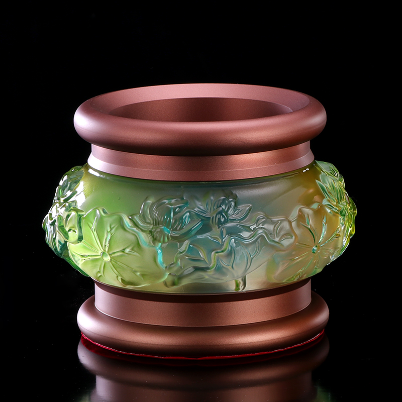 琉璃香炉供佛线香炉家用室内供奉檀香炉香薰香插烧香炉浮雕莲花炉