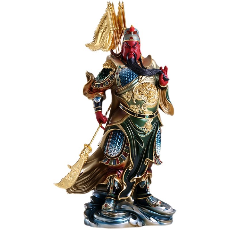 关公台湾纯铜神像太古古彩二爷家用供奉武财神摆件