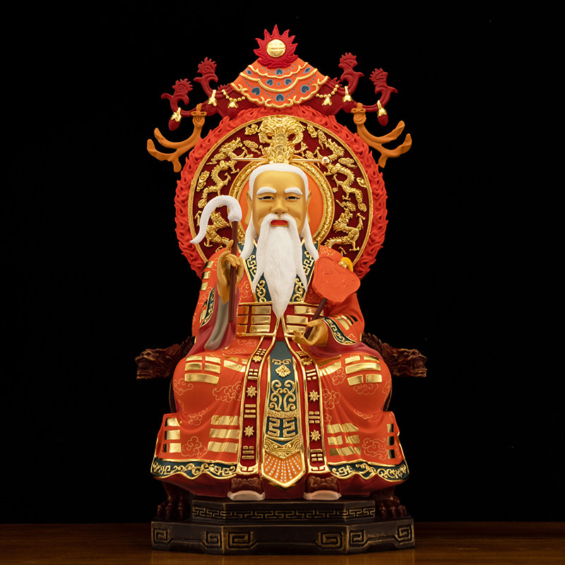 天尊三清清道神像摆件手工彩绘太上老君纯铜摆件