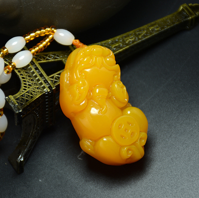 新疆玉和田玉貔貅吊坠黄玉貔貅挂件黄龙玉辈辈有钱貔貅吊坠