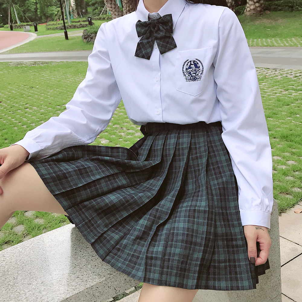 海苔jk格裙优等生中长款墨绿色格纹半身裙日系少女jk制服裙现货