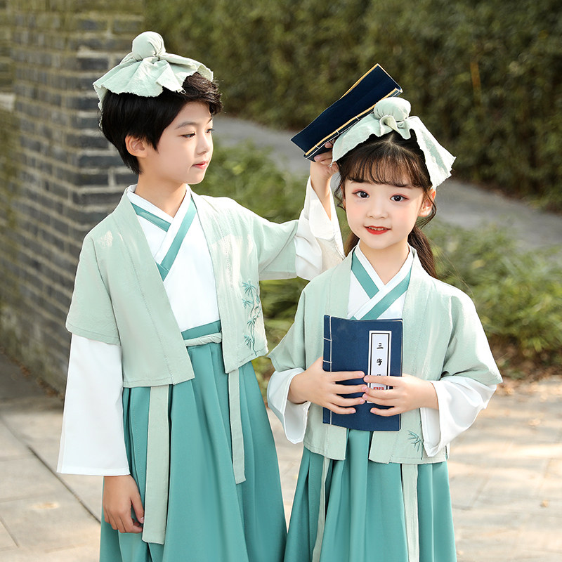 儿童国学汉服小学生三字经书童古装男女唐装诗词儿童演出服