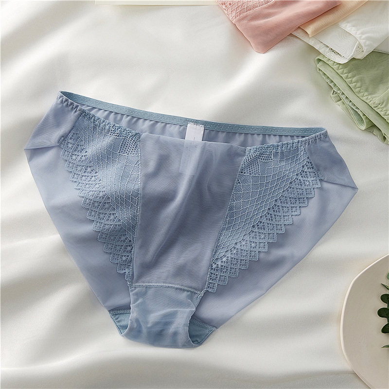 有致内裤女夏季薄款性感蕾丝边三角裤透气真丝底裆无痕低腰短裤头