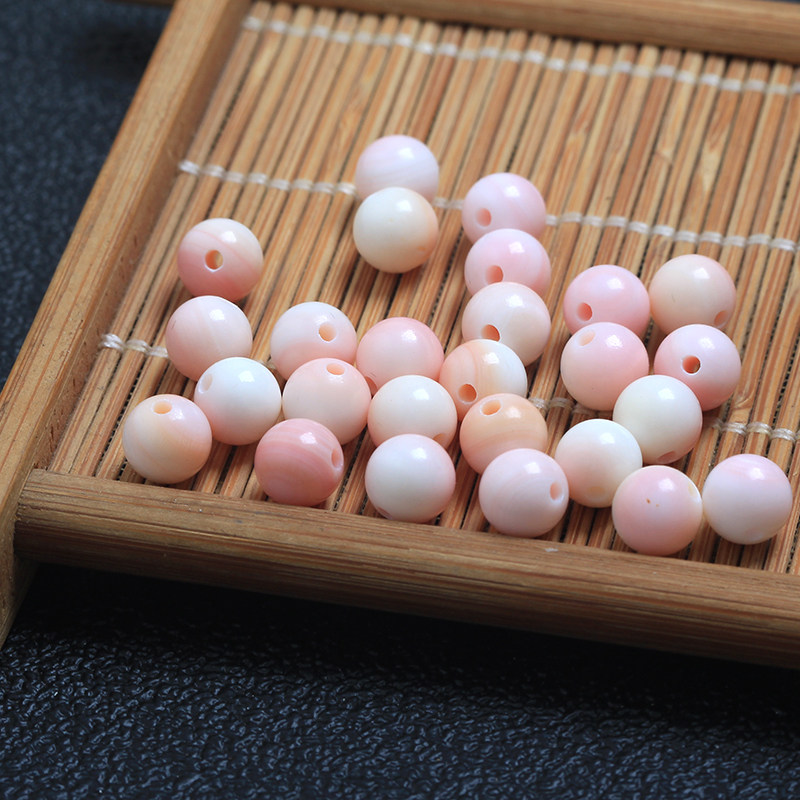 天然女王胭脂螺散圆珠隔珠手手链搭配diy星月其他diy饰品配件