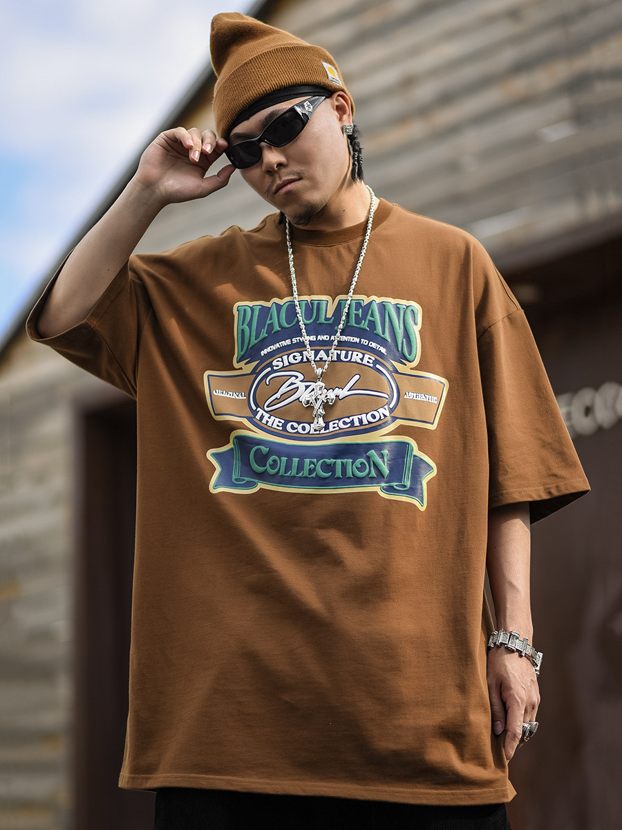 blacul大半肥大宽松hiphop嘻哈街头美式夏街头恤男t恤