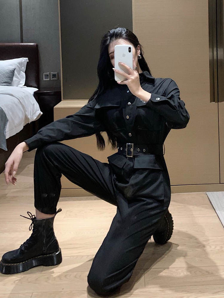 帅气工装连体裤炸街套装女春秋装酷酷风格女装连体衣