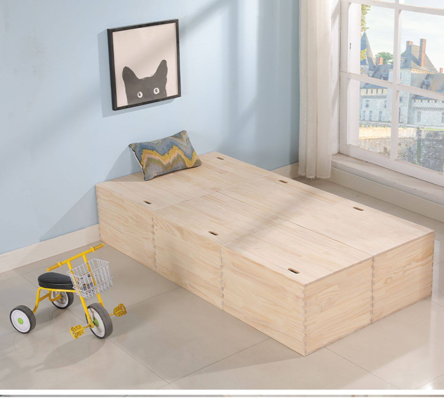 定做实木箱子拼床榻榻米组合储物箱拼接床架移动收纳箱