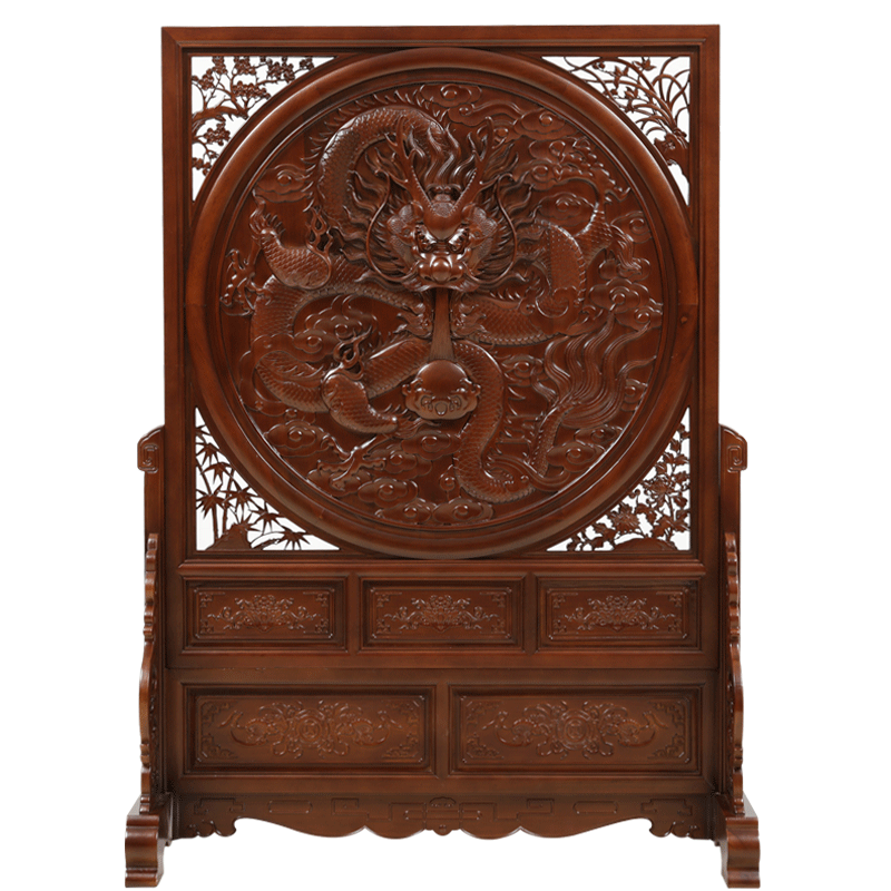 屏风中式实木雕花隔断进门玄关遮挡卧室客厅插屏