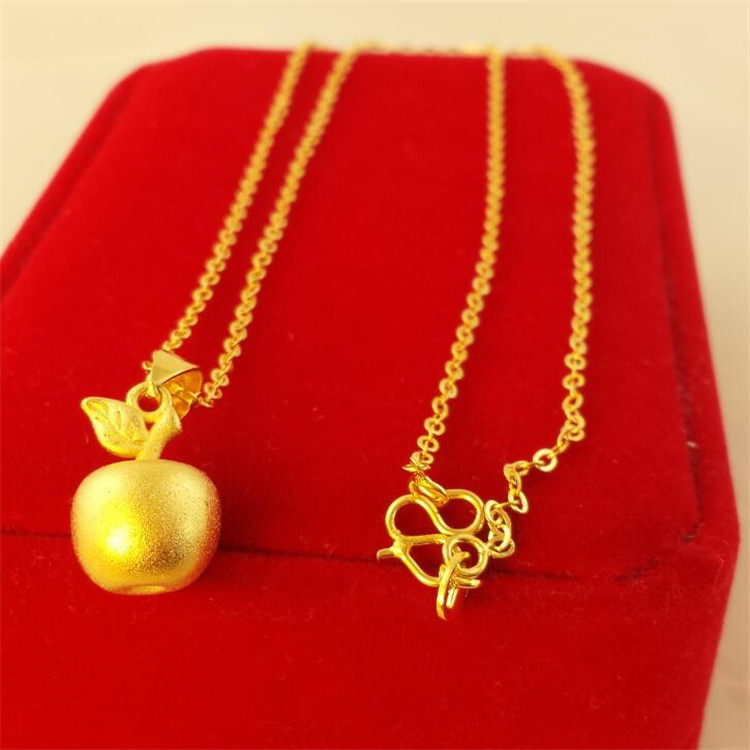 欧币金镀24k实心小苹果吊坠项链女韩版金苹果圣诞节项链