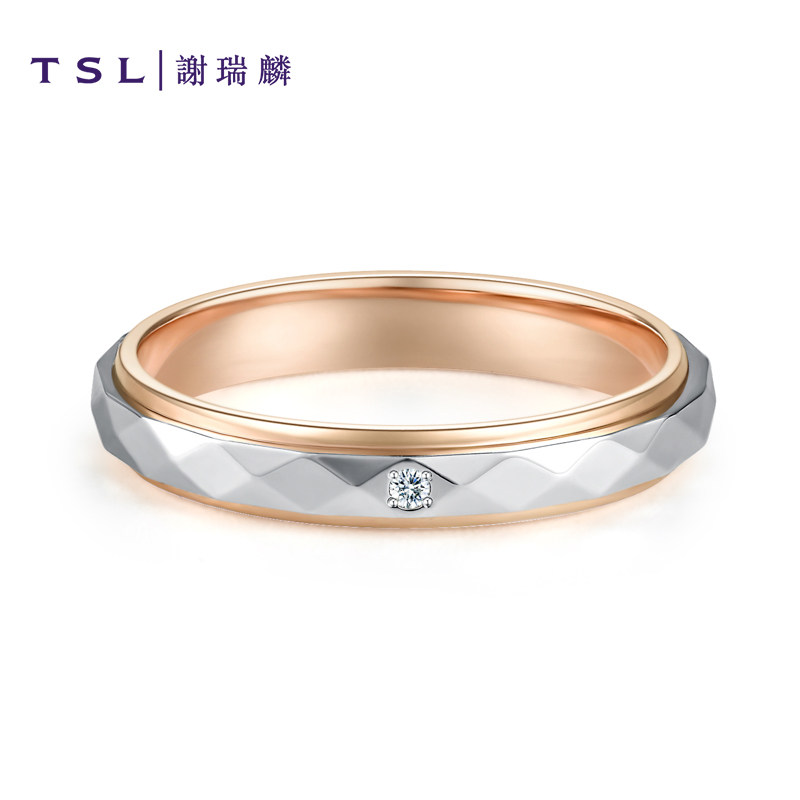 tsl谢瑞麟18k金至臻情缘戒指彩金钻石对戒情侣男女款ad863-ad864