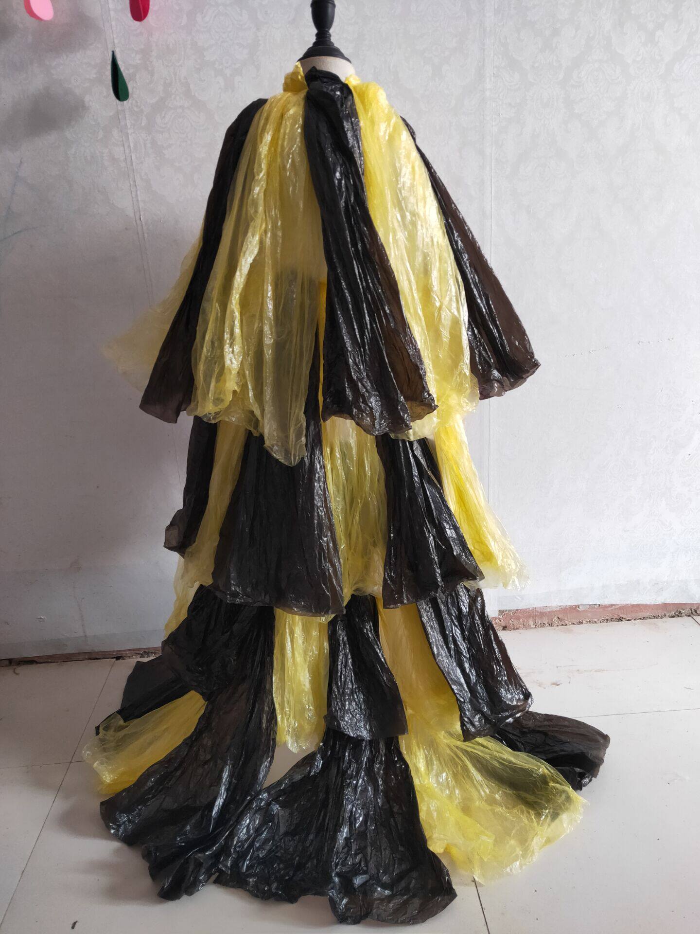 塑料袋儿童时装走秀手工手工制制作披风男童衣服儿童演出服