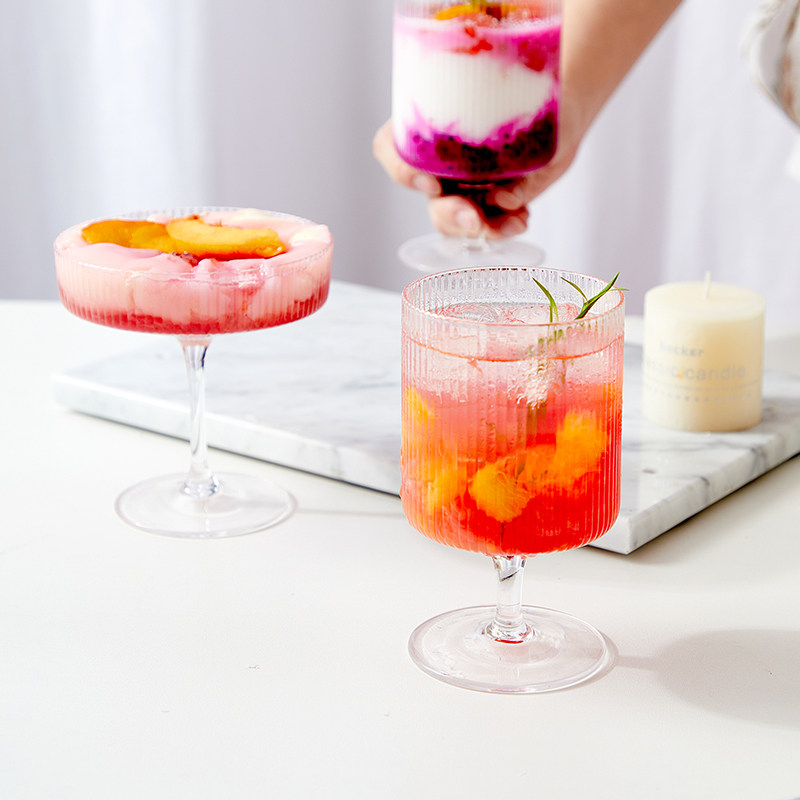 甜品鸡尾酒冰淇淋果汁杯子精致致高款直高脚杯优雅玻璃杯