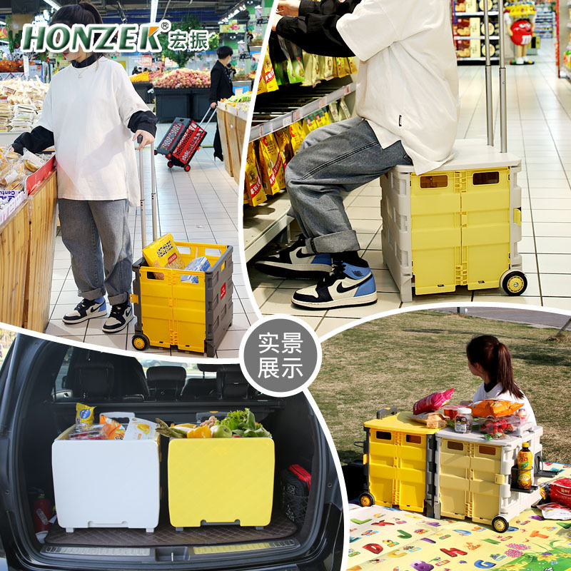 拉车宏振折叠买菜车手便携超市购物车推车车载便携购物车