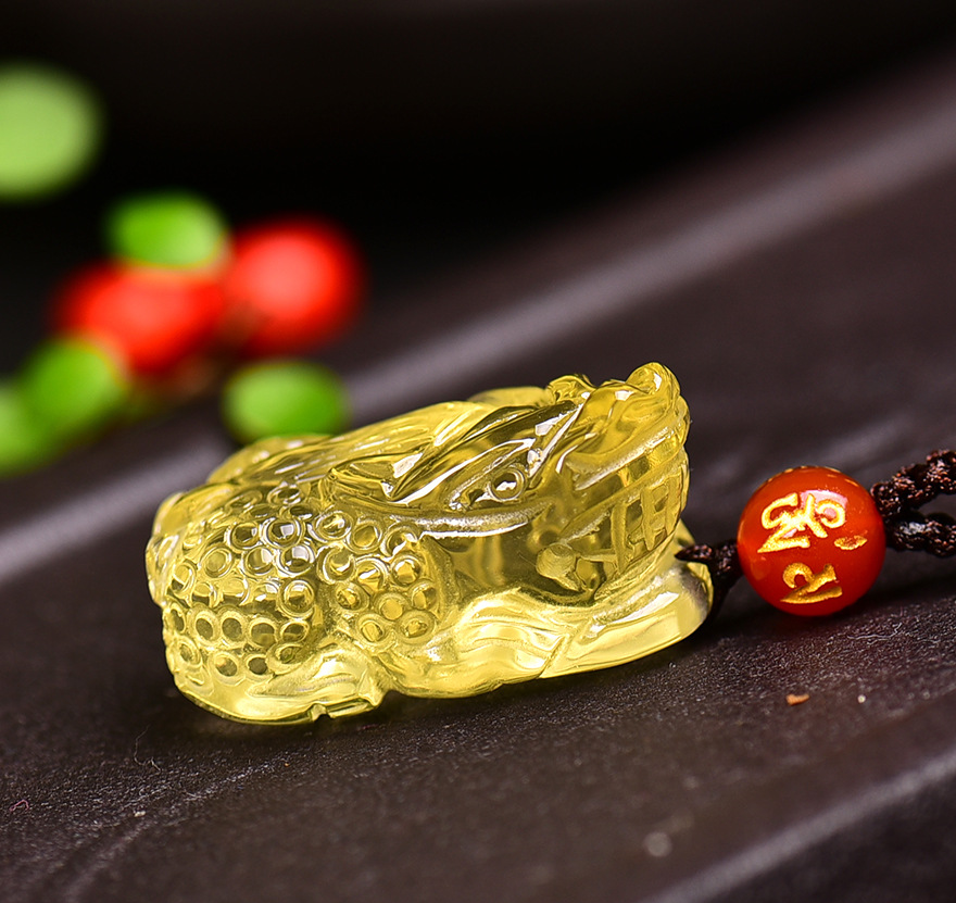 钥匙天然黄水晶貔貅招财财运转运吊坠挂件钥匙扣钥匙扣